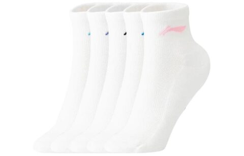 Li Ning Badminton Collection Badminton Socks Women's 5 Pack White