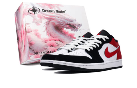Jordan Air Jordan 1 Slip Resistant Abrasion Resistant Low top Vintage Basketball Shoes Men’s Black Red