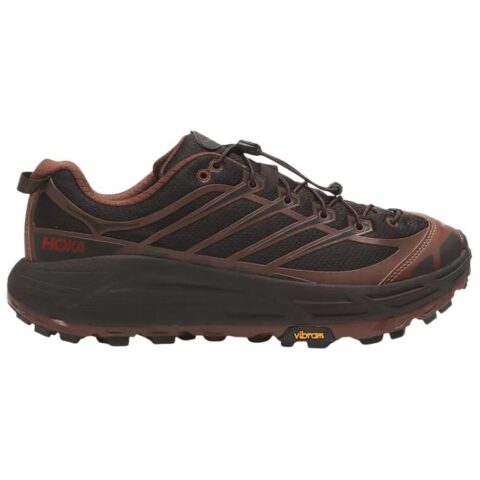 HOKA ONE ONE Mafate Three 2 Textile, Synthetic Leather Dual Density/VIBRAM Rubber/ Running Shoes Unisex Black Brown