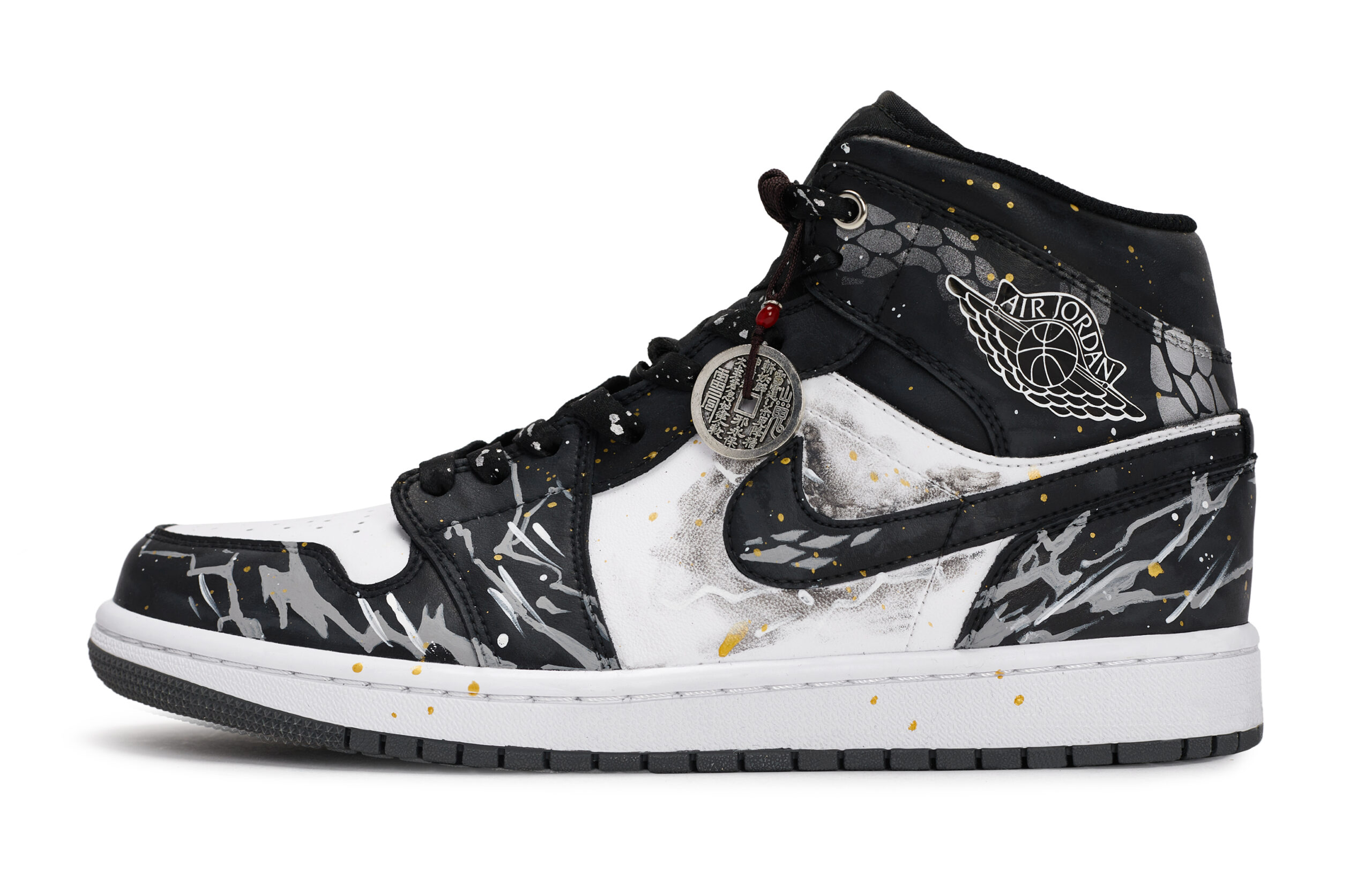 Jordan Air Jordan 1 811 Manufacturing, Silver Python Thunder, Special Shoe Box Mid top Vintage Basketball Shoes Unisex