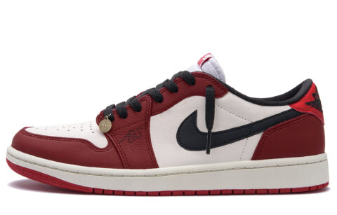 Jordan Air Jordan 1 Slip Resistant Abrasion Resistant Low top Vintage Basketball Shoes Unisex Red