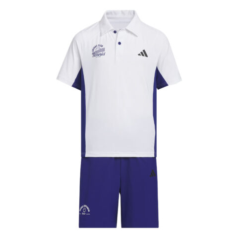 Adidas Casual Sportswear 2 Piece Set White Victory Blue Children Aged 3 7 Years Old
