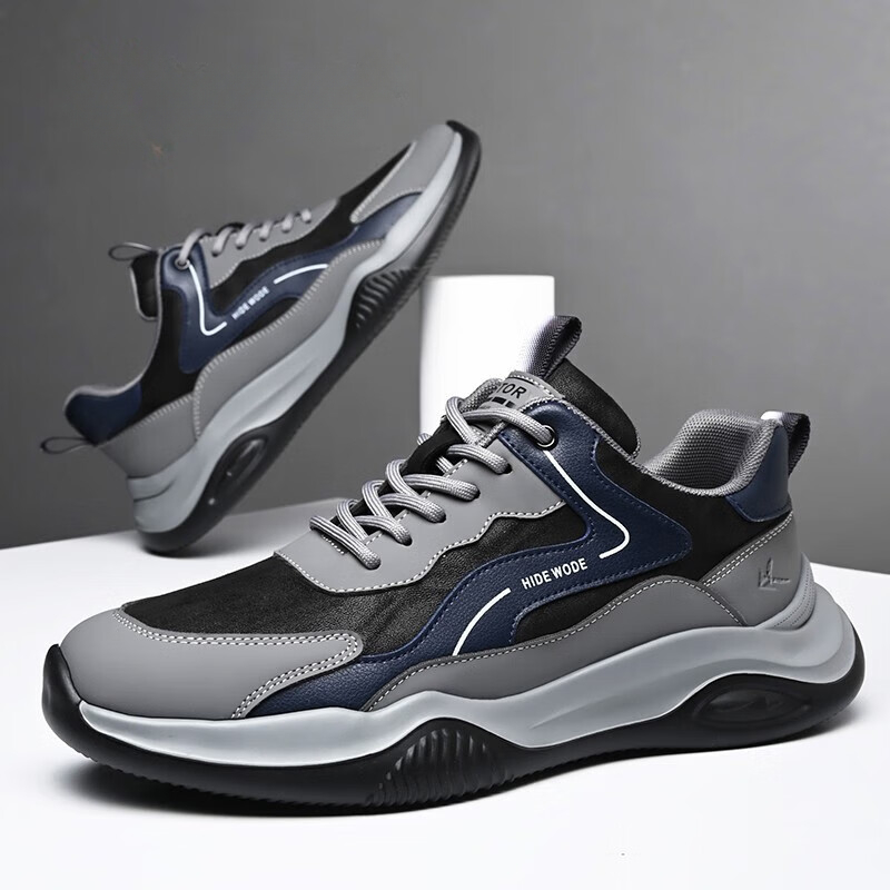 ZANSITE Synthetic, Microfiber Leather Low top Running Shoes Men’s Black Gray