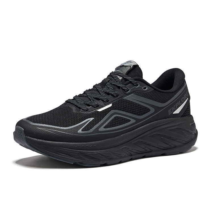 Erke Rebound Lightweight Low top Qidan Technology Running Shoes Men’s Jet Black