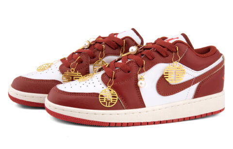 Jordan Air Jordan 1 Slip Resistant Abrasion Resistant Low top Vintage Basketball Shoes Unisex Red