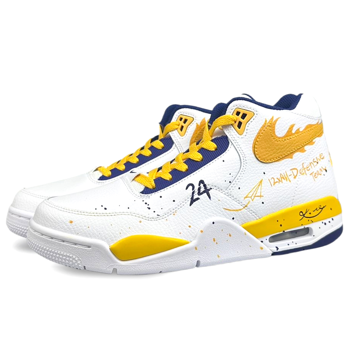 Nike Flight Legacy Slip Resistant Slip Resistant Mid top Vintage Basketball Shoes Men’s White Yellow
