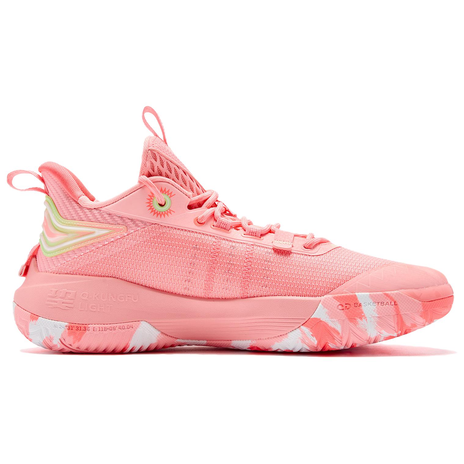 QIAODAN Cushioning, Wear Resistant Low Top Basketball Shoes Men’s Electronic Pink