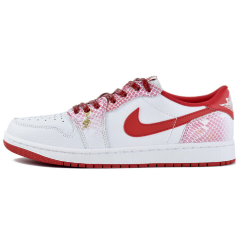 Jordan Air Jordan 1 Slip Resistant Abrasion Resistant Low top Vintage Basketball Shoes Unisex Red White