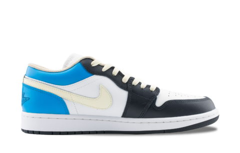 Jordan Air Jordan 1 Lightning 2.0 Abrasion Resistant Low top Vintage Basketball Shoes Unisex White Blue Black
