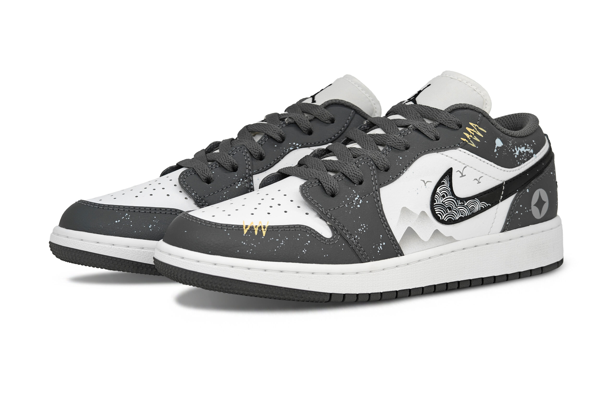 Jordan Air Jordan 1 Zhou Subtle Texture Abrasion Resistant Low top Vintage Basketball Shoes Unisex Dark Gray
