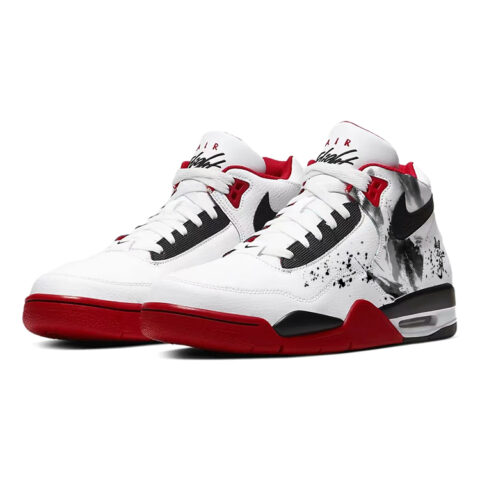Nike Flight Legacy Cushioning Slip Resistant Abrasion Resistant Mid top Vintage Basketball Shoes Unisex Red White