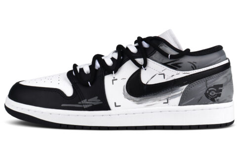 Jordan Air Jordan 1 Abrasion Resistant Abrasion Resistant Low top Vintage Basketball Shoes Unisex Black White Gray