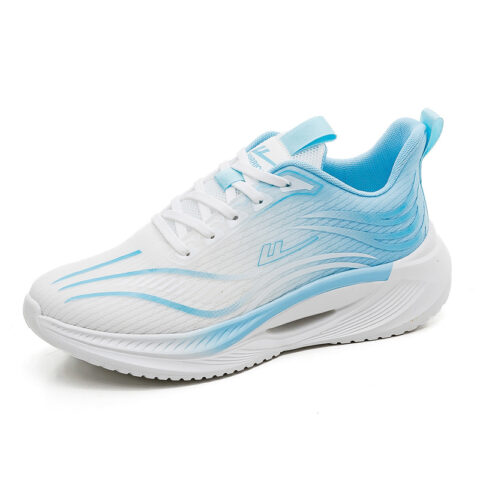 Warrior Cushioning Abrasion Resistant Height Increasing Low top Training Sports Running Shoes Unisex White Light Blue