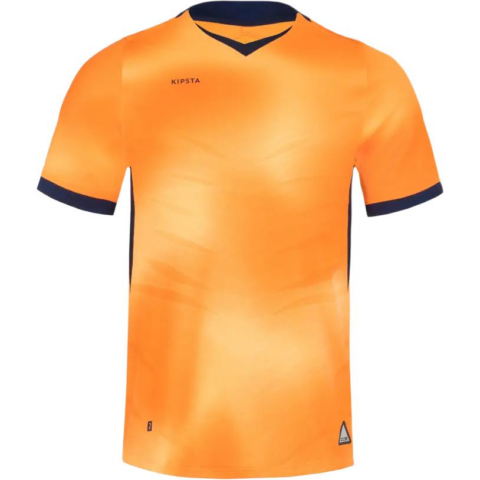 DECATHLON Soccer Jersey Men's Apricot Orange/Fluorescent Light Orange/Gray Blue