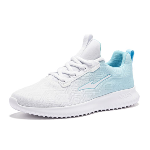 Erke Running Shoes Men’s Low Top Erke White, Light Aqua Blue