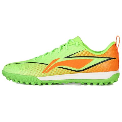 Li Ning Artificial Turf Slip Resistant Abrasion Resistant Soccer Shoes Men’s Fluorescent Bright Grass Green
