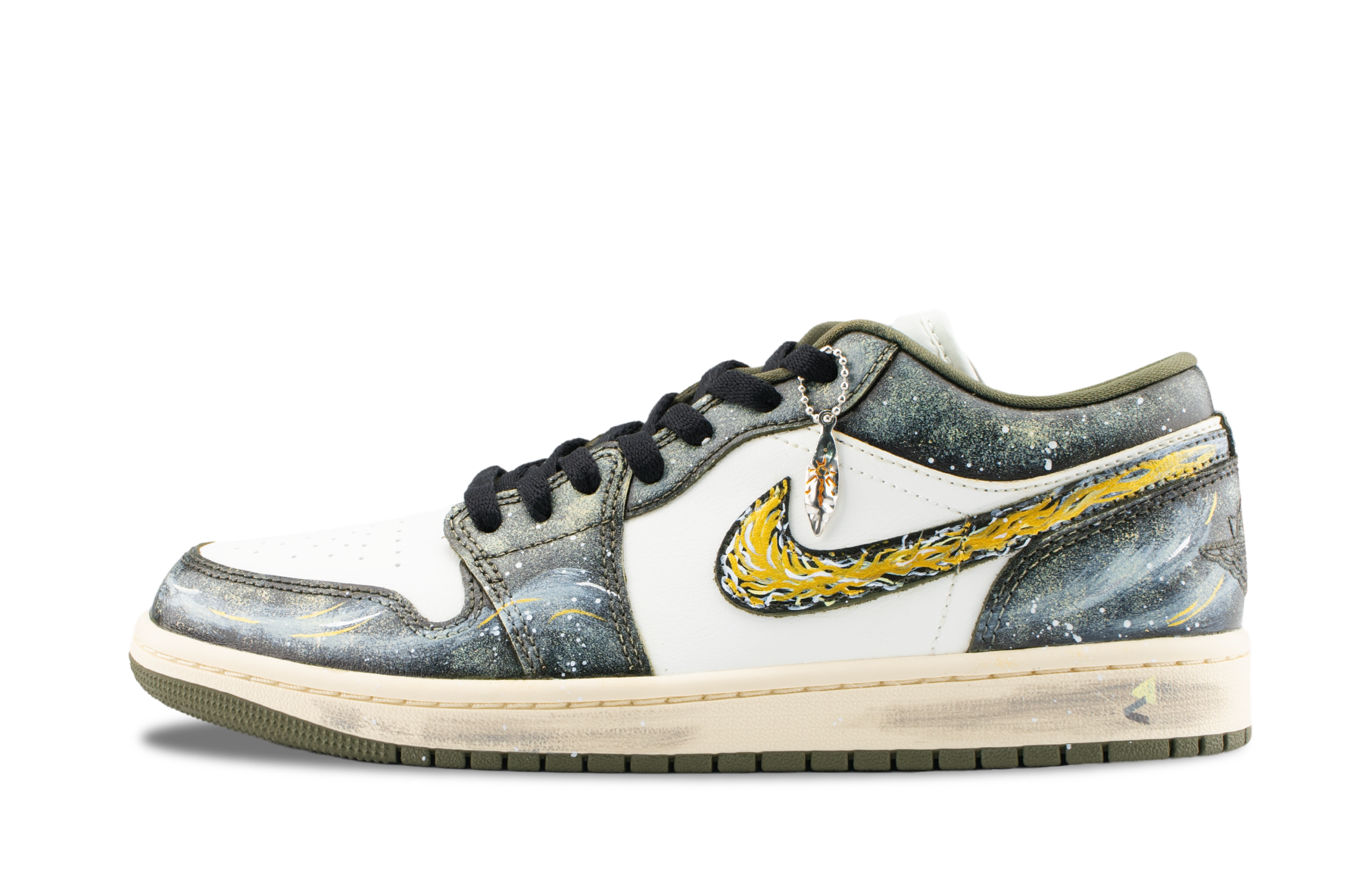 Jordan Air Jordan 1 Ink Obsidian With Gold Sheen Abrasion Resistant Abrasion Resistant Low top Vintage Basketball Shoes