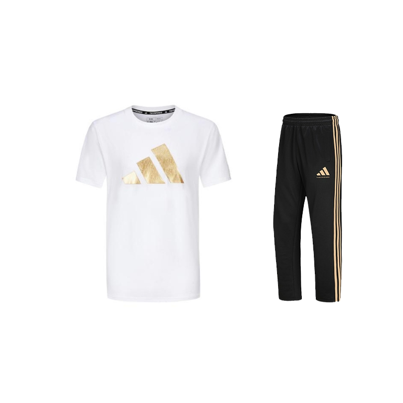 Adidas Taekwondo Casual Sportswear Unisex Set White Gold+Black Gold