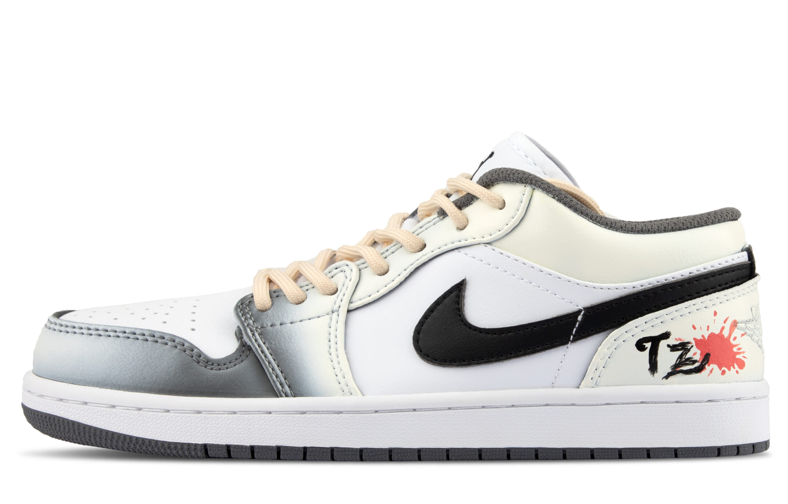 Jordan Air Jordan 1 Leather Cushioning Low top Vintage Basketball Shoes Unisex Light Yellow