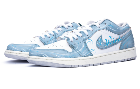 Jordan Air Jordan 1 Cushioning Abrasion Resistant Low top Vintage Basketball Shoes Unisex Blue