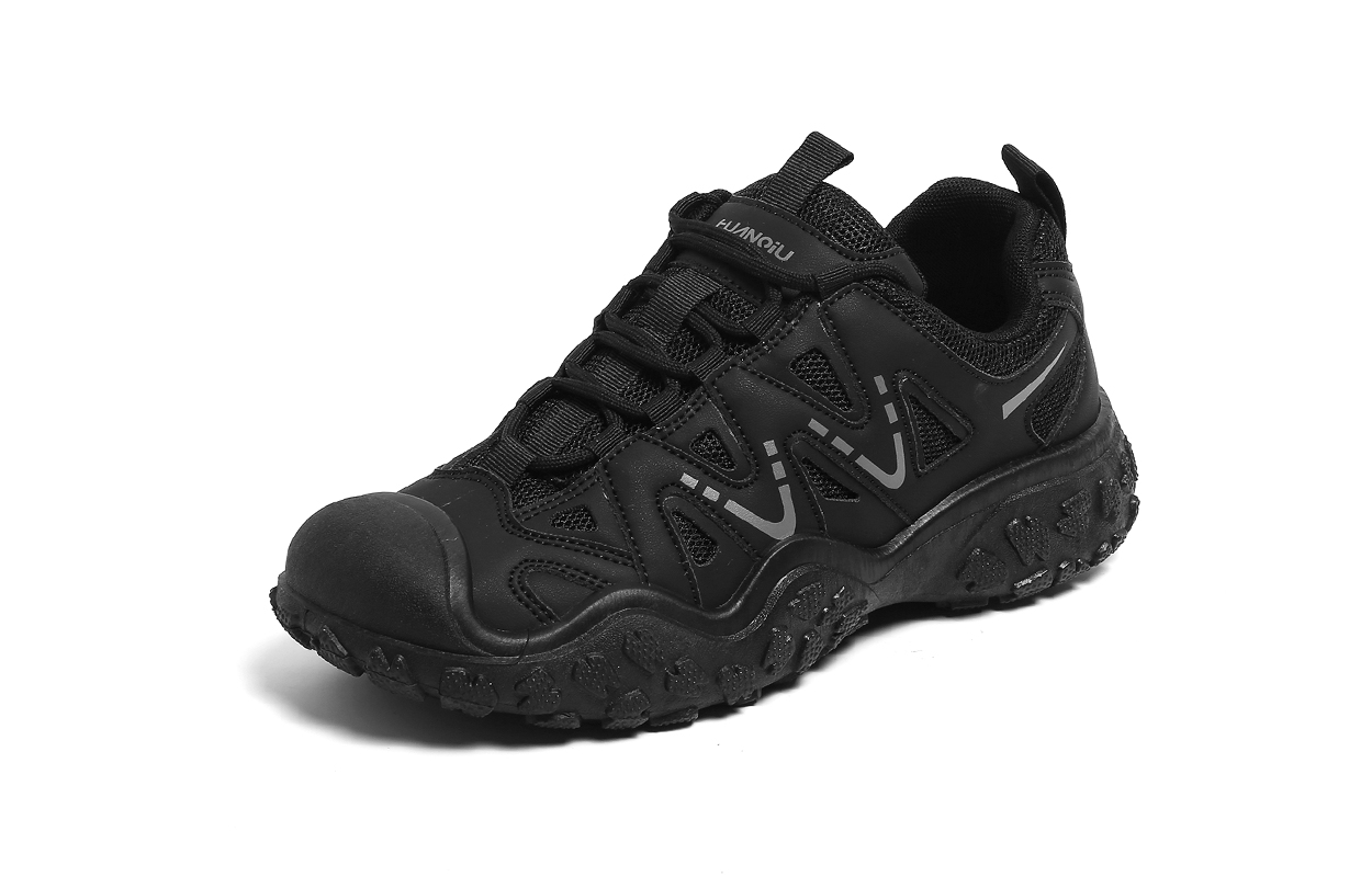 HUANQIU Abrasion Resistant Breathable Height Increasing Low top Mountaineering Shoes Men’s Black