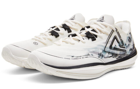 PEAK Cushioning Slip Resistant Low top Basketball Shoes Men’s Ivory Black