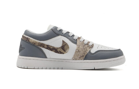 Jordan Air Jordan 1 Abrasion Resistant Low top Vintage Basketball Shoes Unisex White Gray Brown