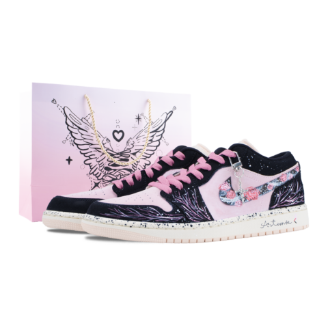 Jordan Air Jordan 1 Vintage Basketball Shoes Unisex Low Top Black/Pink