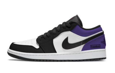 Jordan Air Jordan 1 Dark Reddish Purple Abrasion Resistant Low top Vintage Basketball Shoes Unisex Black Purple