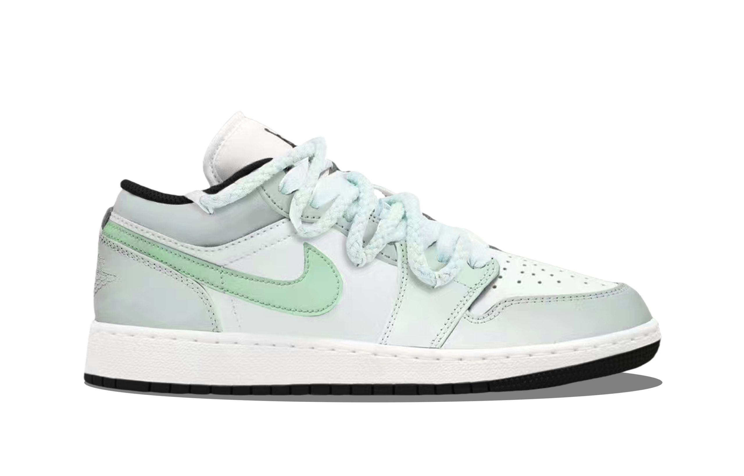 Jordan Air Jordan 1 Leather Abrasion Resistant Low top Vintage Basketball Shoes Unisex Sweet Green
