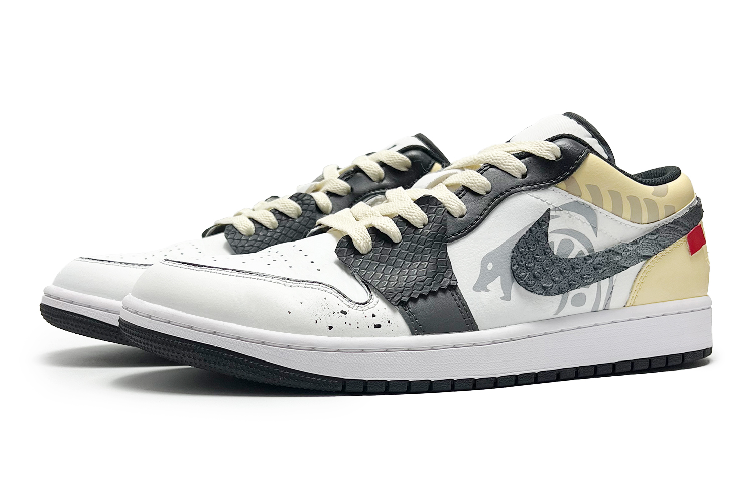 Jordan Air Jordan 1 Slip Resistant Abrasion Resistant Low top Vintage Basketball Shoes Men’s White