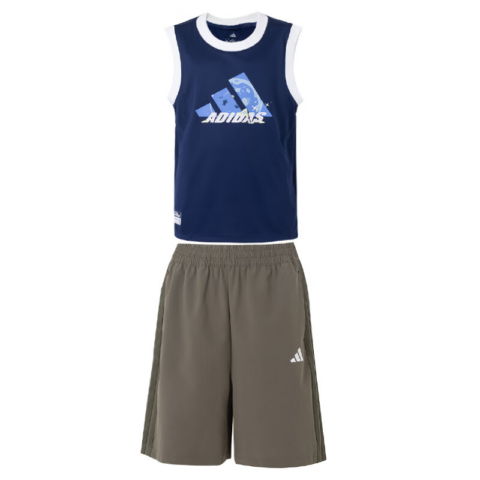 Adidas Casual Sportswear 2 Piece Set Blue/Brown Teenagers