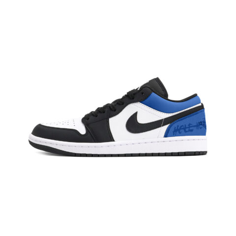 Jordan Air Jordan 1 Slip Resistant Abrasion Resistant Low top Vintage Basketball Shoes Unisex Black Blue
