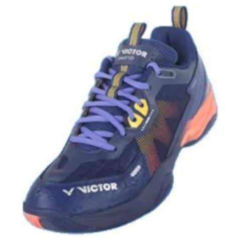 VICTOR Slip Resistant Abrasion Resistant Low top Badminton Shoes Unisex Blue Orange