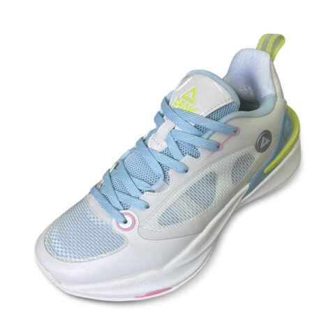 PEAK Delicate Cushioning Slip Resistant Abrasion Resistant Mid top Basketball Shoes Women’s Milk White Blue