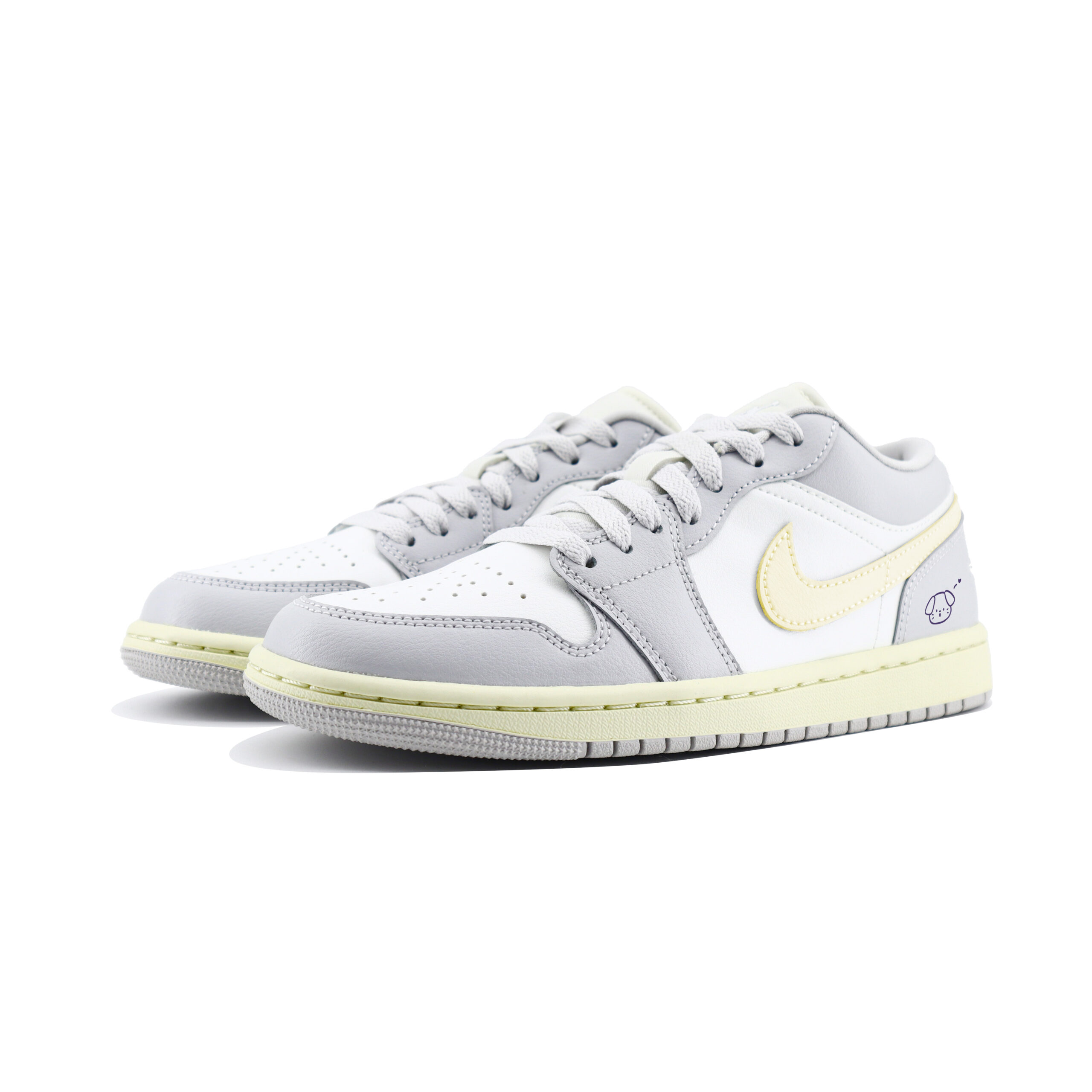 Jordan Air Jordan 1 Chuangyi Anti Slip Wear Resistant Low Top Vintage Basketball Shoes Unisex White Gray Yellow