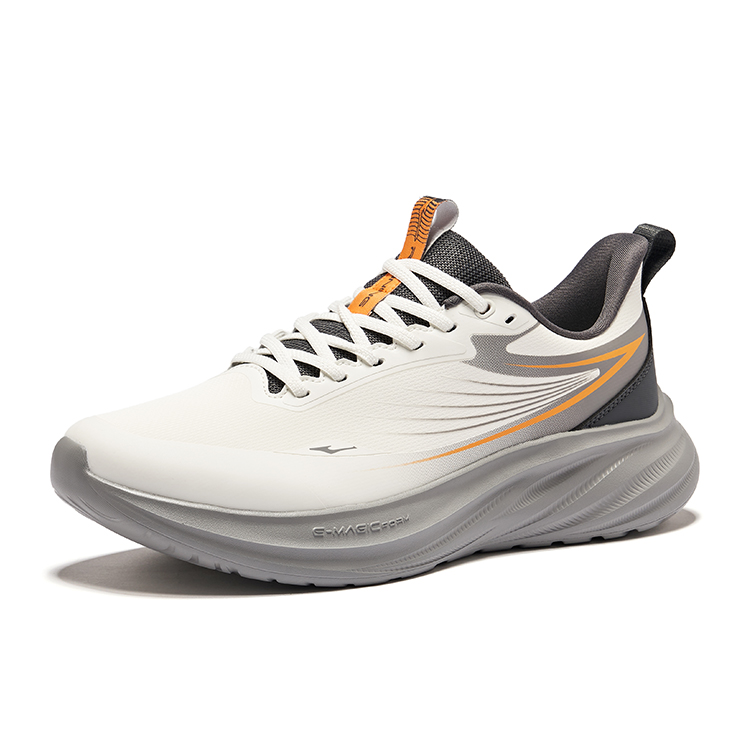 Erke Cushioning Abrasion Resistant Rebound Low top Casual Running Shoes Men’s Microcrystal White Carbon Gray