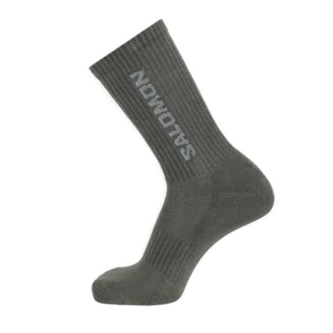 SALOMON Everyday Crew Socks Unisex 3 Pack Silver White/Gray Green/Tan