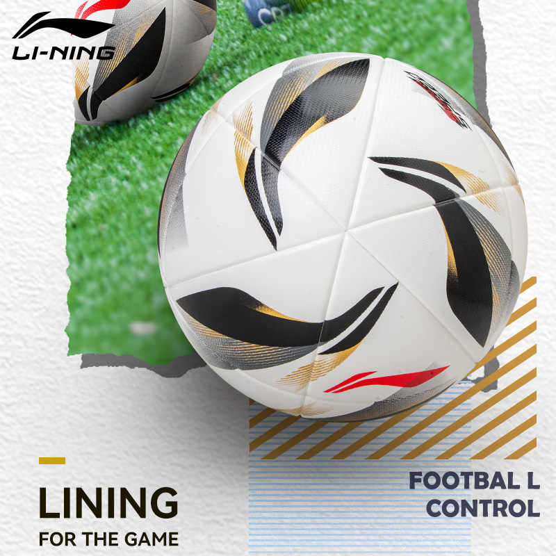 Li Ning Size 5 Soccer Ball Pu Unisex Black Gold