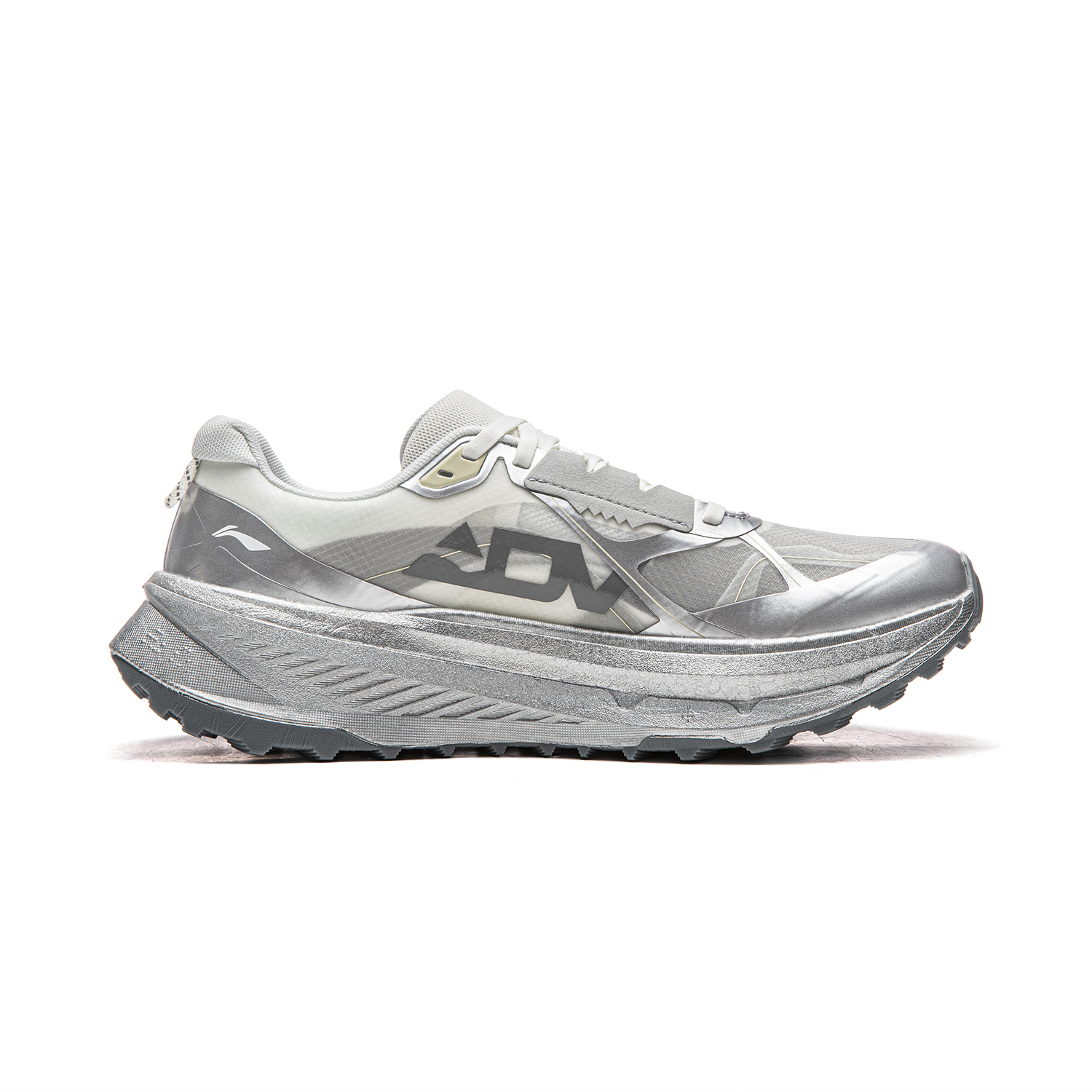 Li Ning Cushioning Slip Resistant Abrasion Resistant Rebound Low top Trail Running Shoes Unisex Chalk Gray
