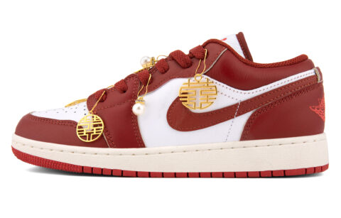 Jordan Air Jordan 1 Slip Resistant Abrasion Resistant Low top Vintage Basketball Shoes Unisex Red
