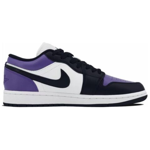 Jordan Air Jordan 1 Slip Resistant Abrasion Resistant Low top Vintage Basketball Shoes Women’s Purple Black