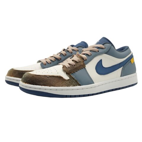 Jordan Air Jordan 1 Leather Abrasion Resistant Low top Vintage Basketball Shoes Men’s Wheat Blue