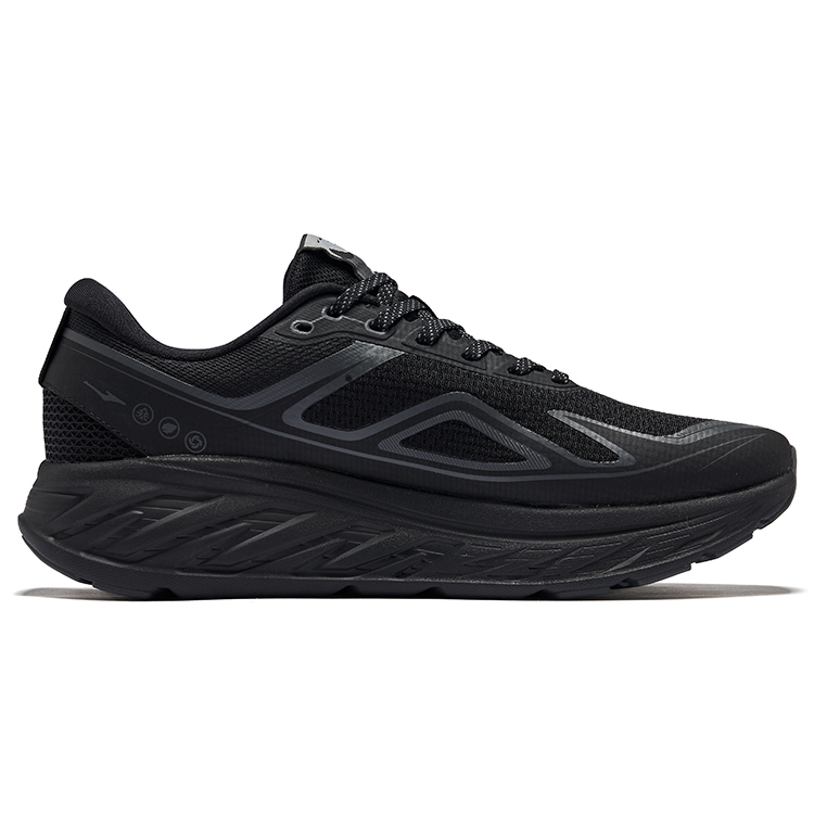 Erke Rebound Lightweight Low top Qidan Technology Running Shoes Men’s Jet Black