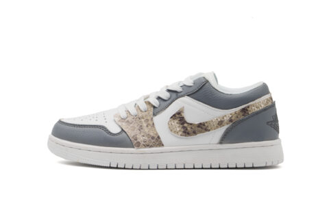 Jordan Air Jordan 1 Abrasion Resistant Low top Vintage Basketball Shoes Unisex White Gray Brown