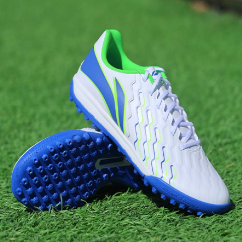 Li Ning Brocade TF Turf Artificial Turf Cushioning, Wear Resistant Soccer Shoes Men’s Blue White