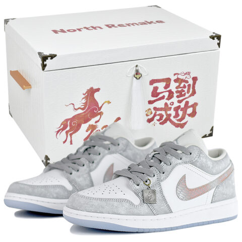 Jordan Air Jordan 1 Gray Star Slip Resistant Abrasion Resistant Low top Vintage Basketball Shoes Women's Gray