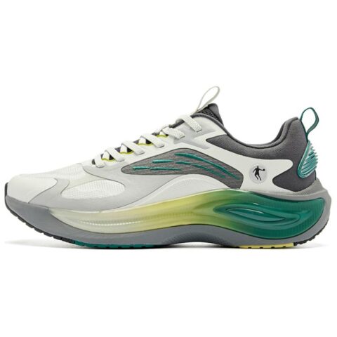 QIAODAN Cushioning Slip Resistant Breathable Low top Running Shoes Men’s White Gray Green