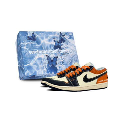 Jordan Air Jordan 1 Abrasion Resistant Low top Vintage Basketball Shoes Men’s Black Orange