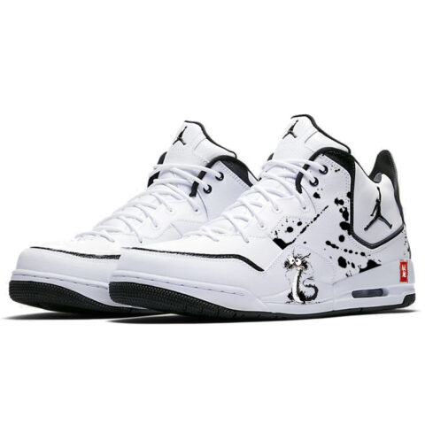Jordan Courtside 23 Cushioning Slip Resistant Abrasion Resistant Mid top Vintage Basketball Shoes Men’s White Black